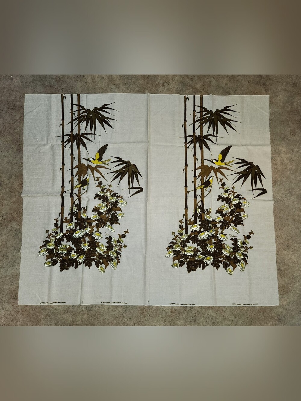 Vintage 1960s Alfred Shaheen Tropical Hand Painted Cotton Fabric